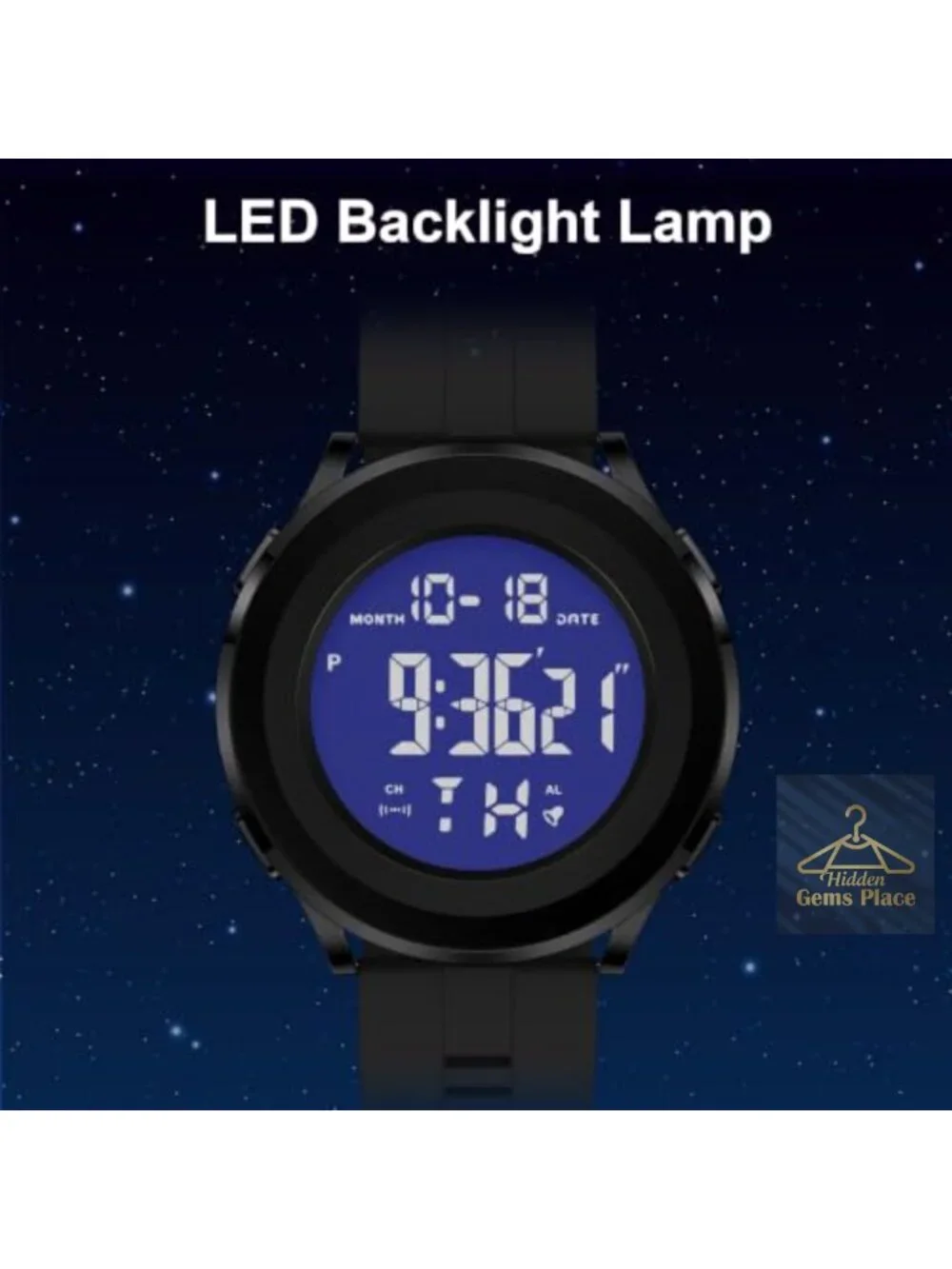 Waterproof Men's Digital Wrist Watch with Alarm and Stopwatch